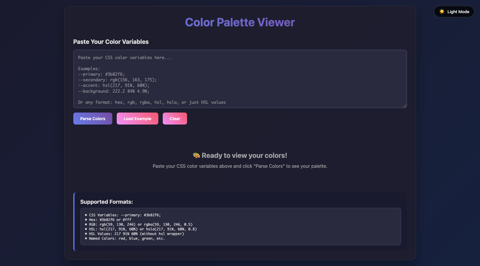 Color Palette Viewer dark mode